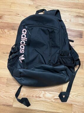 adidas Black Backpack with Pink Logo Trim